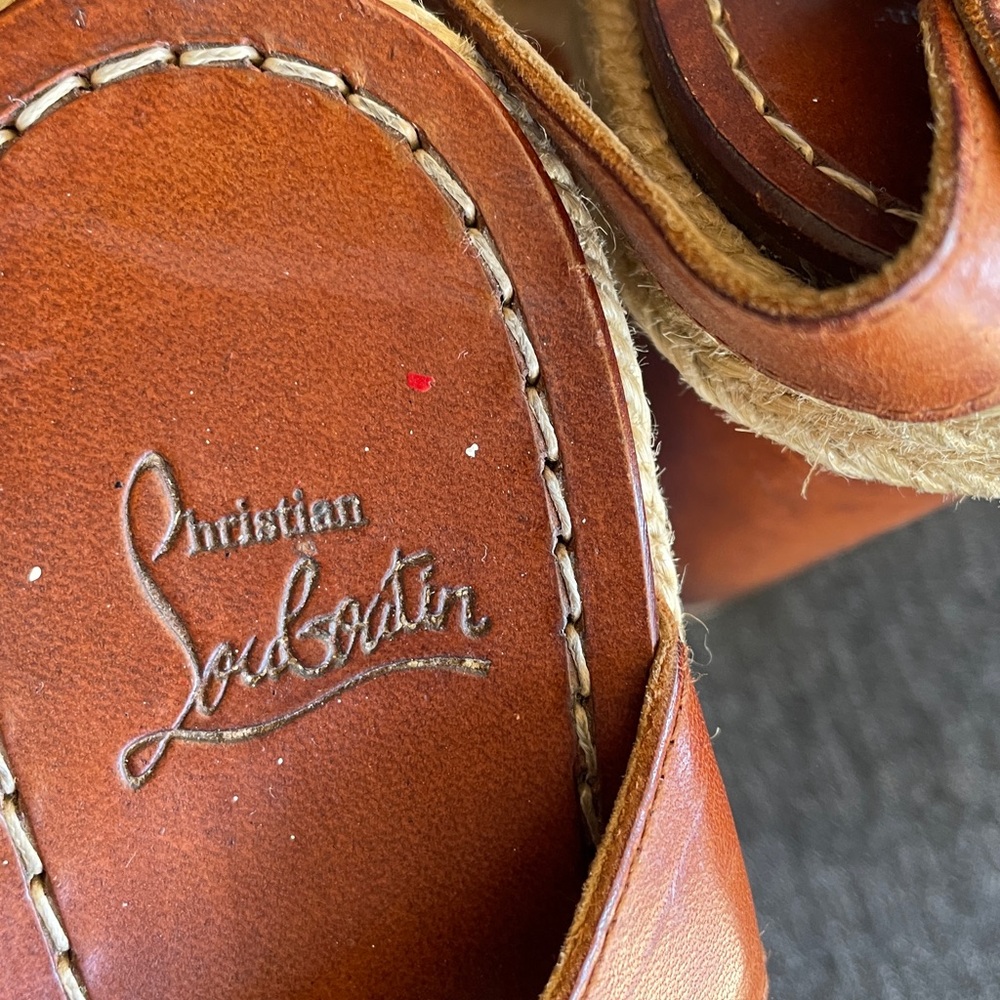 Christian Louboutin Barcelona wedges espadrilles sandals all leather EU 39 / 8 - Picture 13 of 14